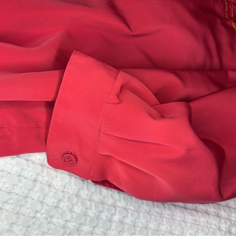 Blair Boutique Red Floral Embroidered Zip Blouse Jacket | Sizeā XL - Picture 8 of 10